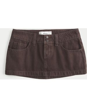Hollister Ultra Low-rise Denim Micro Mini Skort - Brown