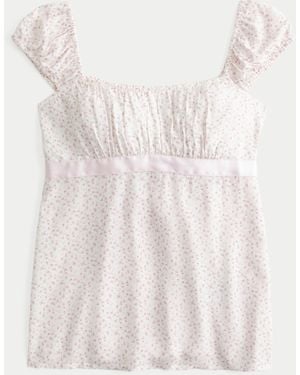 Hollister Easy Satin Tie Babydoll Top - White