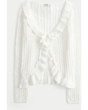 Hollister Ruffle Tie-front Cardigan - White