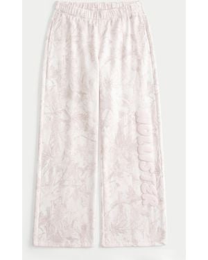 Hollister Logo Graphic Pink Camo Wide-leg Joggers - White