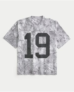 Hollister Baggy Graphic Camo Football Jersey - Grey