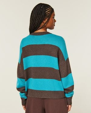 Hollister Lässiger Pullover mit Rundhalsausschnitt und Zopfmuster - Blau