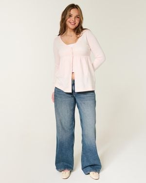 Hollister Langärmliger Babydoll-Cardigan mit offen fallendem Saum - Blau