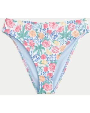 Hollister Curvy High-leg High-waist Ribbed Cheeky Bikini Bottom - Blue