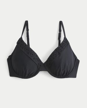 Hollister Curvy Crochet-style Trim Underwire Bikini Top - Black