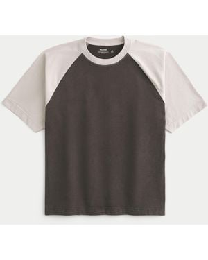 Hollister Boxy Heavyweight Cotton Raglan Crew T-shirt - Grey
