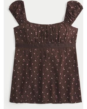Hollister Easy Satin Tie Babydoll Top - Brown