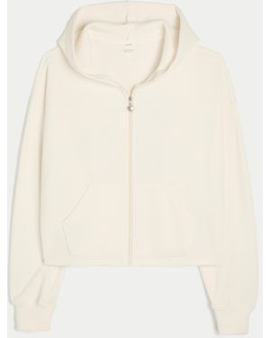 Hollister Relaxed Waffle Zip-up Hoodie - Natural