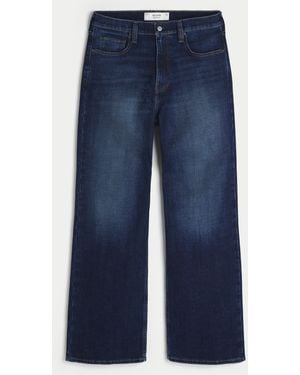 Hollister Dark Wash Baggy Bootcut Jeans - Blue