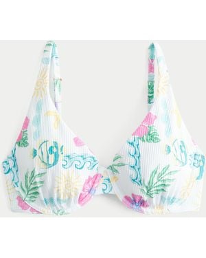 Hollister Curvy Rib High Apex Underwire Bikini Top - White