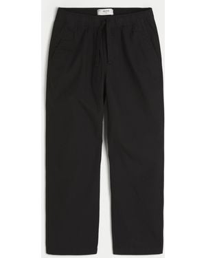 Hollister Linen-blend Loose Pull-on Trousers - Black