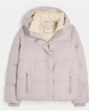 Hollister Faux Fur-lined Puffer Jacket - Natural