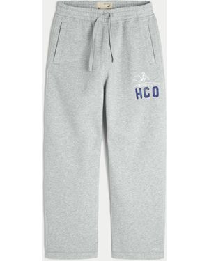Hollister Holiday Vault Release Logo Graphic Baggy Joggers - White