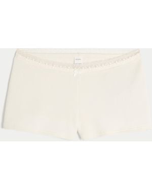 Hollister Gilly Hicks Waffle Lace Shortie Shorts - Natural