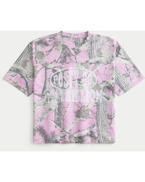 Hollister Boxy Crop Posty Co. Graphic Jersey - Pink