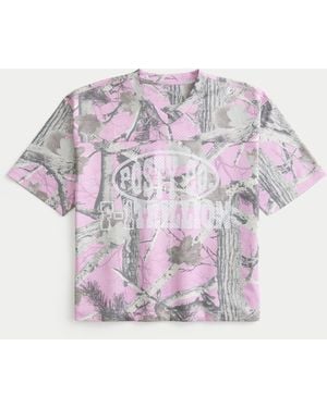 Hollister Boxy Crop Posty Co. Graphic Jersey - Pink