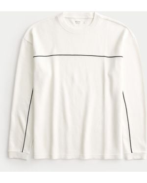 Hollister Boxy Long-sleeve Striped Crew T-shirt - Natural