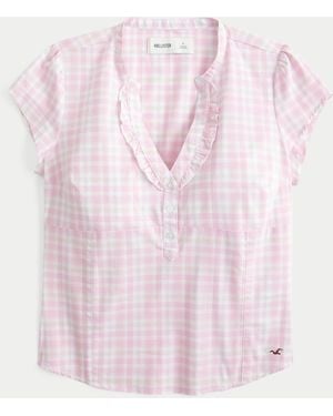Hollister Short-sleeve Icon Henley Shirt - Pink