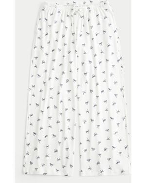 Hollister Cosy Ribbed Wide-leg Trousers - White