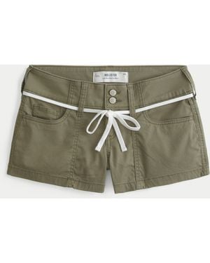 Hollister Low-rise Shoelace Waist Poplin Shortie Shorts - Green