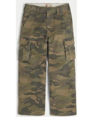 Hollister Vault Release Camo Super Baggy Cargo Trousers - Green