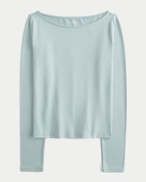 Hollister Soft Stretch Seamless Fabric Slash-neck Top - Blue