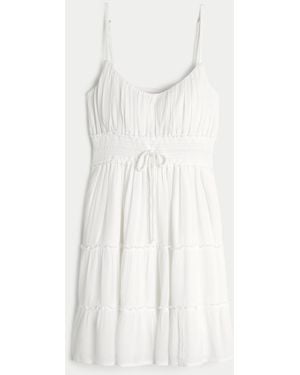 Hollister Smocked Waist Mini Dress - White