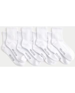 Hollister Logo Quarter-crew Socks 4-pack - White
