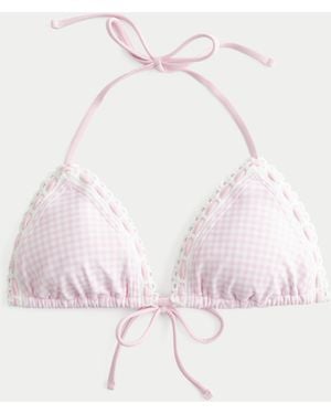 Hollister Stitched Trim Halter Triangle Bikini Top - Multicolour