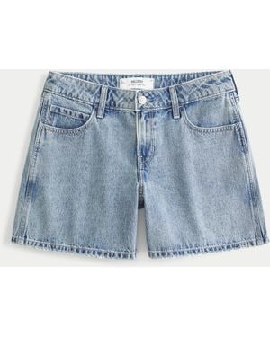 Hollister Low-rise Medium Wash Baggy Denim Shorts 5" - Blue