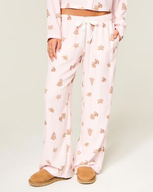 Hollister Flanellhose mit Satinbund zum Binden - Pink