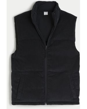 Hollister Reversible Corduroy Puffer Vest - Black