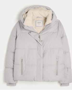 Hollister Faux Fur-lined All-weather Puffer Jacket - Grey