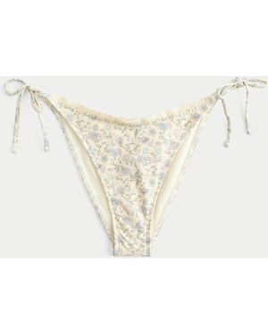 Hollister Stitched Trim Side Tie Cheeky Bikini Bottom - Natural