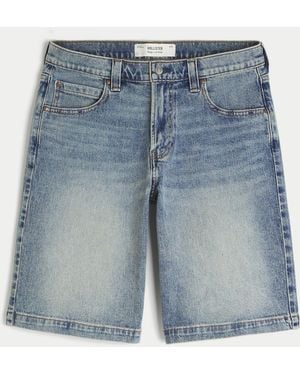 Hollister Low-rise Medium Wash Baggy Jean Shorts - Blue