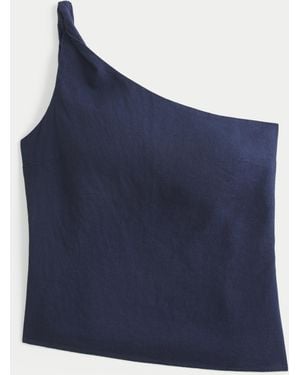 Hollister Linen-blend One-shoulder Top - Blue