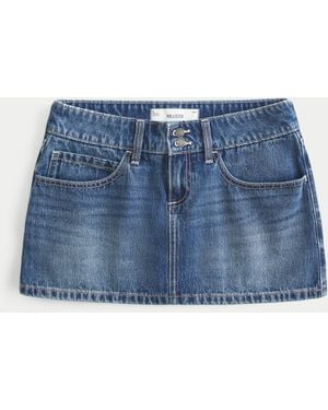 Hollister Low-rise Studded Denim Mini Skort - Blue