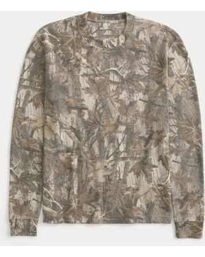 Hollister Long-sleeve Camo Thermal Crew T-shirt - Grey