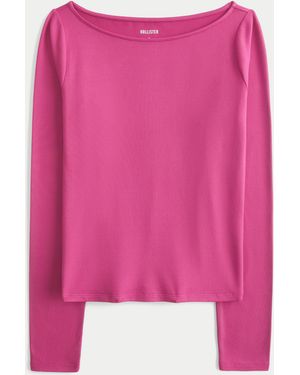 Hollister Soft Stretch Seamless Fabric Slash-neck Top - Pink
