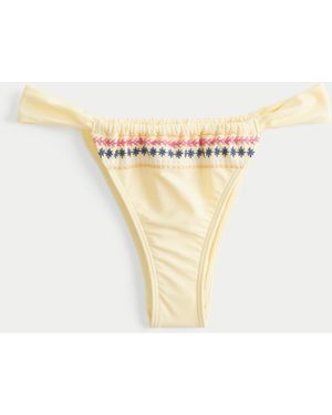 Hollister Side Strap Embroidered High-leg Cheekiest Bikini Bottom - Metallic