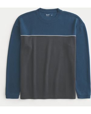Hollister Boxy Long-sleeve Striped Crew T-shirt - Blue
