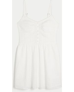 Hollister Curvy Lace Trim Mini Dress - Natural