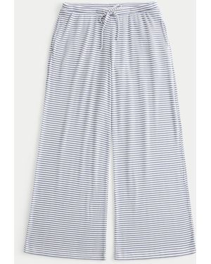 Hollister Cosy Ribbed Wide-leg Trousers - Blue