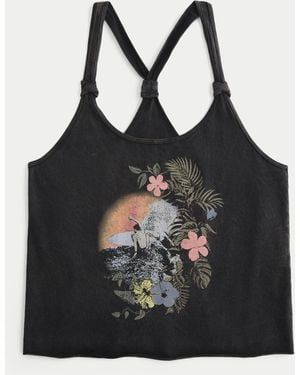 Hollister Easy Trend Drop Surf Graphic Tank - Black