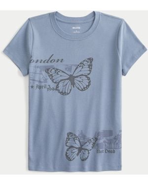 Hollister London Butterfly Graphic Baby Tee - Blue