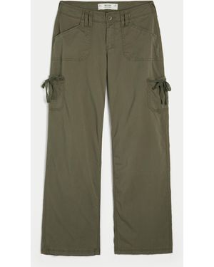 Hollister Low-rise Lace Trim Baggy Trousers - Green