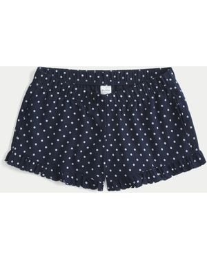 Hollister Flannel Ruffle Shorts - Blue