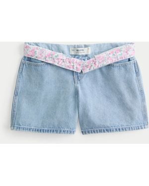 Hollister Low-rise Medium Wash Baggy Denim Shorts 5" - Blue