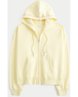 Hollister Hollister Feel Good Easy Beachy Graphic Zip-up Hoodie - Yellow