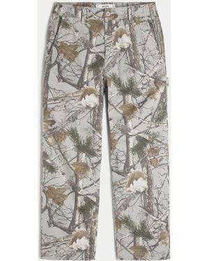 Hollister Linen-blend Baggy Carpenter Trousers - Grey